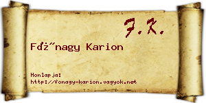 Fónagy Karion névjegykártya